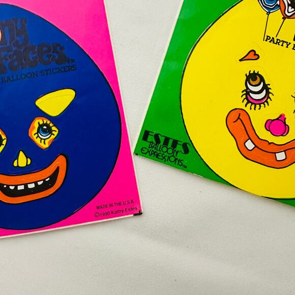 Vintage 1990 Estes Balloon Expressions Little Balloony Faces Party Stickers (2) - Picture 2 of 8